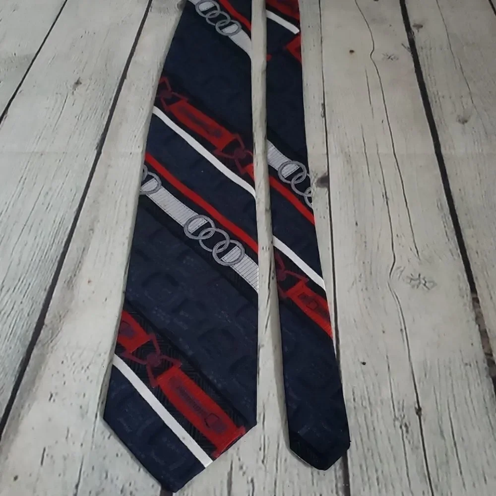 Vintage 70s 80s Navy Blue Red Striped Tie